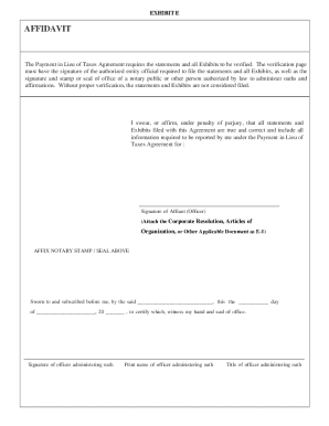Payment in Lieu of Taxes Affidavit