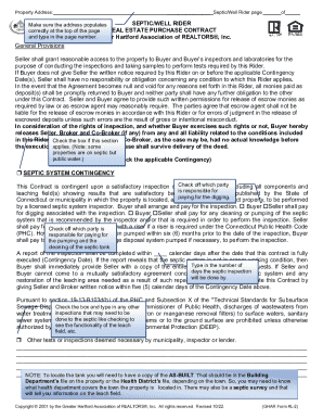 Septic Well Rider for Real Estate Purchase Contract