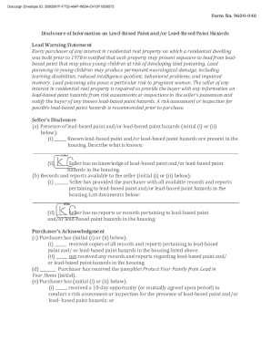 Lead-Based Paint Disclosure Form
