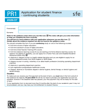 PR1 Application for Student Finance