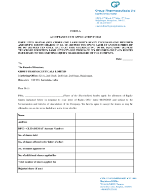 Group Pharmaceuticals Rights Issue Acceptance Form