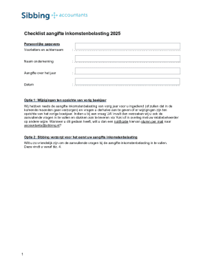 Dutch Income Tax Return Checklist 2025