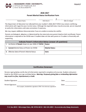 Parent Marital Status Verification Form