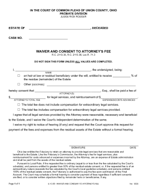 Waiver and Consent to Attorney's Fee