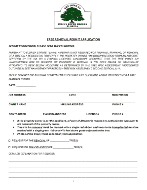 Florida Tree Removal Permit Application