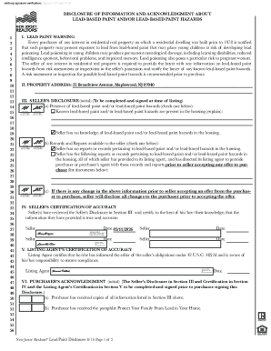 New Jersey Lead Paint Disclosure Form