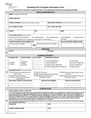 Substitute W-9 & Supplier Information Form