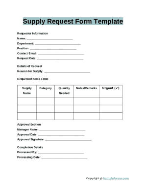 Supply Request Form Template