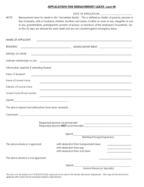 Bereavement Leave Application