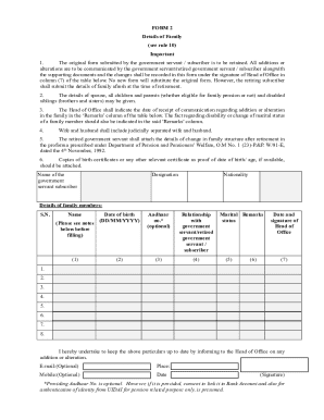Government Family Details Form