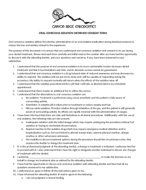 Oral Conscious Sedation Informed Consent Form