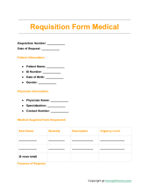 Medical Supplies Requisition Form