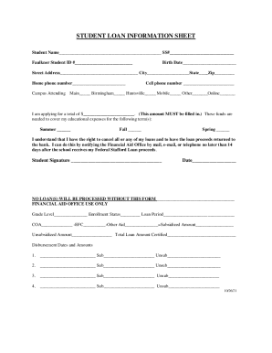 Student Loan Information Sheet