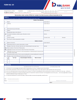 Form 121 for Receipt of Certain Incomes Without Tax Deduction