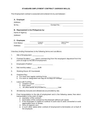 Philippines Employment Contract