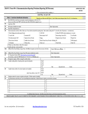 FCC Form 499-A Telecommunications Reporting Worksheet