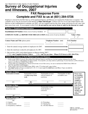 BLS Survey of Occupational Injuries and Illnesses Fax Response Form