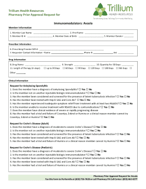 Pharmacy Prior Approval Request for Avsola