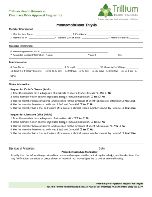 Pharmacy Prior Approval Request for Entyvio