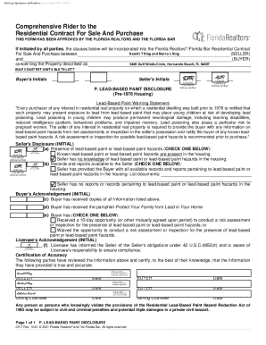 Comprehensive Rider to Florida Residential Contract