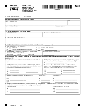 Maryland Fiduciary Schedule K-1 Beneficiary Information