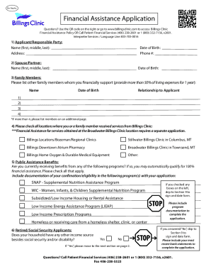 Billings Clinic Financial Assistance Application