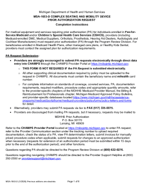 Michigan Complex Seating and Mobility Device Prior Authorization Request