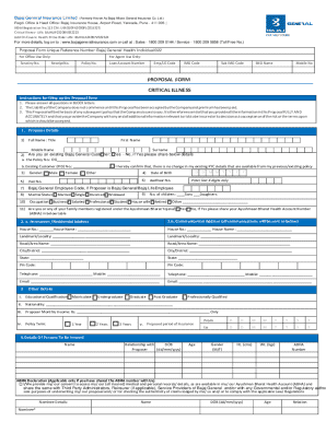 Critical Illness Insurance Proposal Form