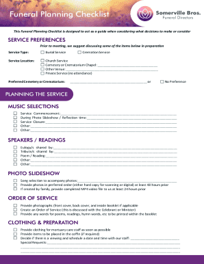 Funeral Planning Checklist