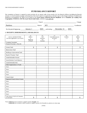 United Methodist Church Fund Balance Report