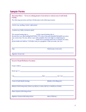 Renovation Notice for Multi-Family Housing