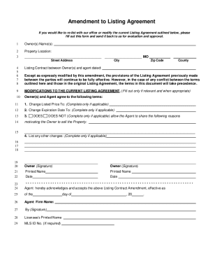 Amendment to Listing Agreement