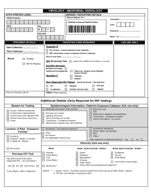 Viral and Microbial Serology Request Form