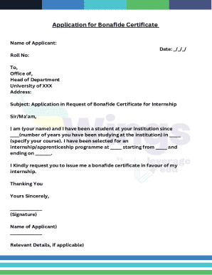 Application for Bonafide Certificate