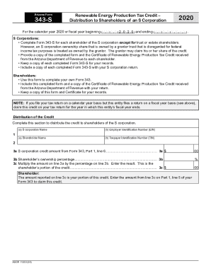 Arizona Form 343-S Renewable Energy Tax Credit