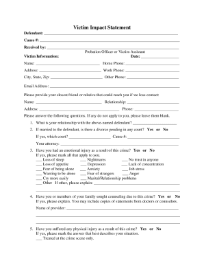 Victim Impact Statement Form