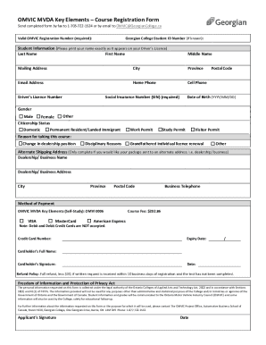 OMVIC MVDA Key Elements Course Registration Form