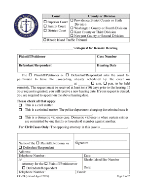 Rhode Island Remote Hearing Request Form