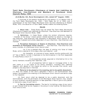 Tamil Nadu Panchayat Assets Disclosure Form