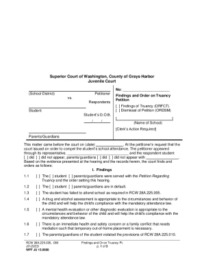 Washington Truancy Findings and Order