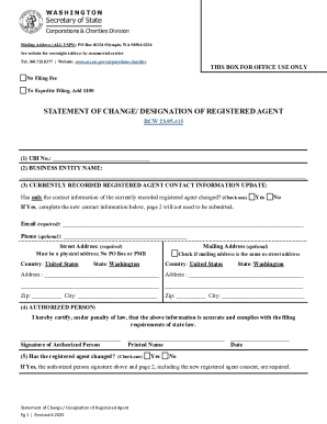 Washington Statement of Change/Designation of Registered Agent