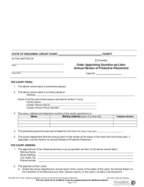 Wisconsin Guardian ad Litem Appointment Order
