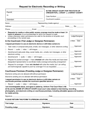 Request for Electronic Recording or Writing