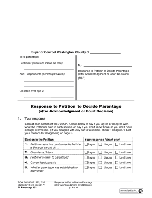 Response to Petition to Decide Parentage