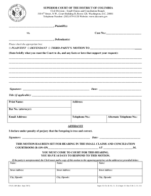 Small Claims Motion Form