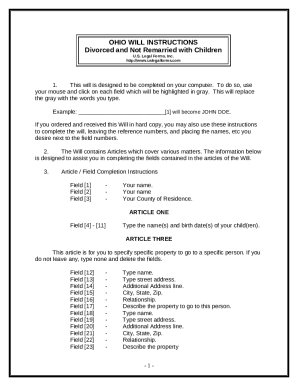 Ohio Will for Divorced with Children