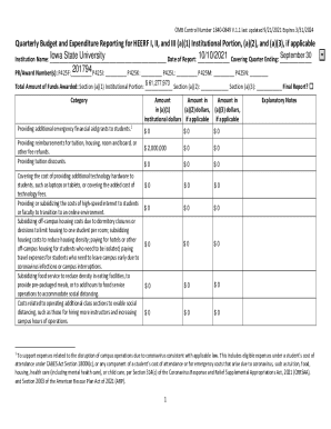 Quarterly Budget and Expenditure Reporting for HEERF