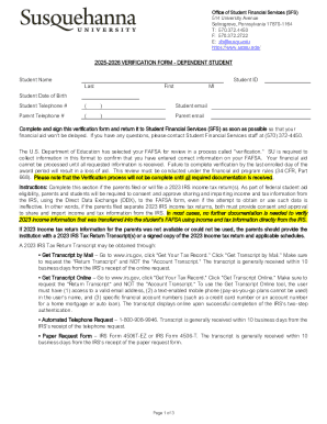2025-2026 Verification Form - Dependent Student