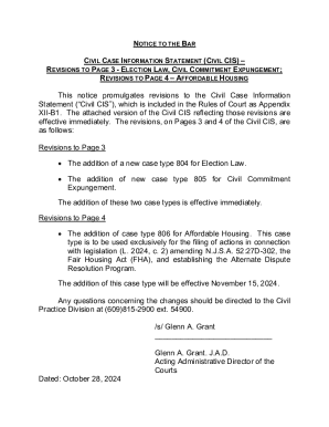 New Jersey Civil Case Information Statement