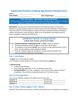 Supported Decision-Making Agreement